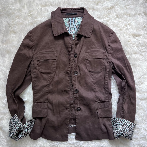 Elie Tahari Tops - Elie Tahari Brown and Paisley Trim Shacket